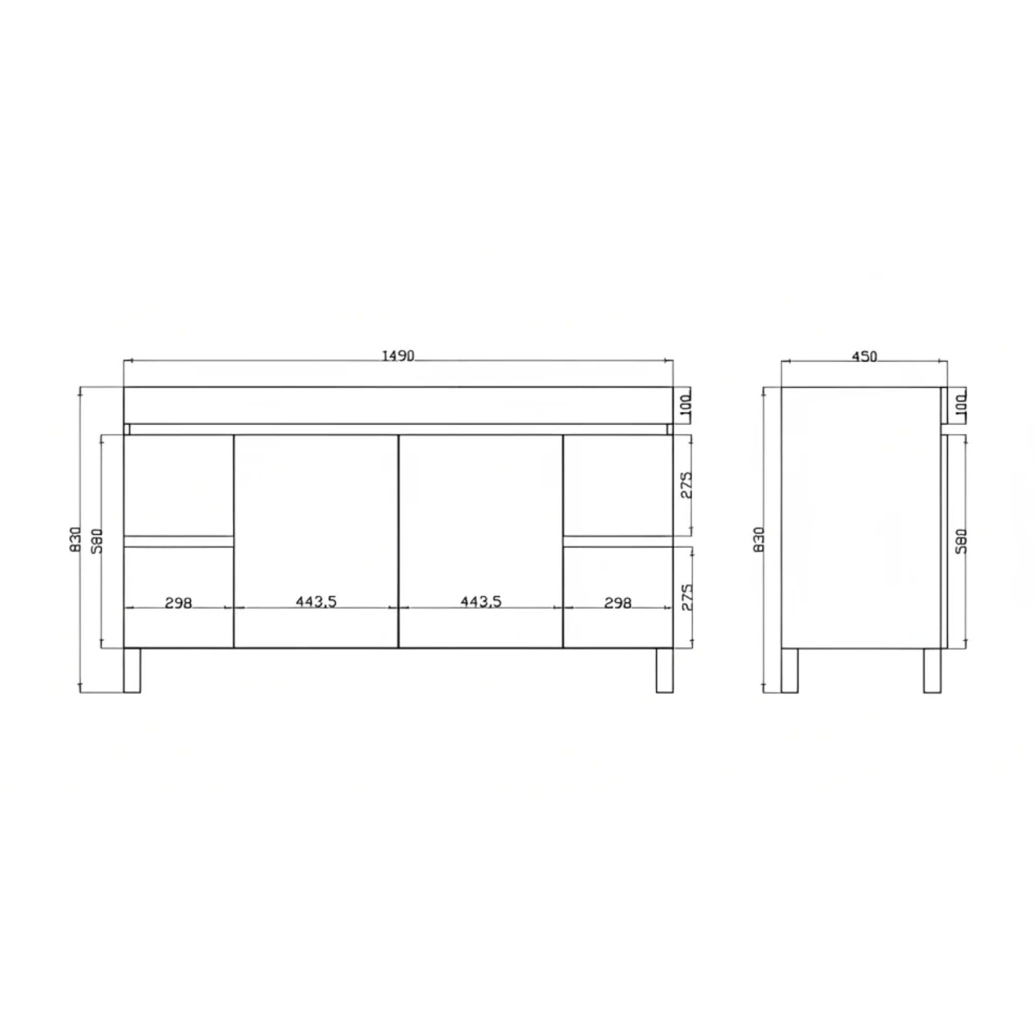 POSEIDON BERGE DARK GREY 1500MM FLOOR STANDING VANITY