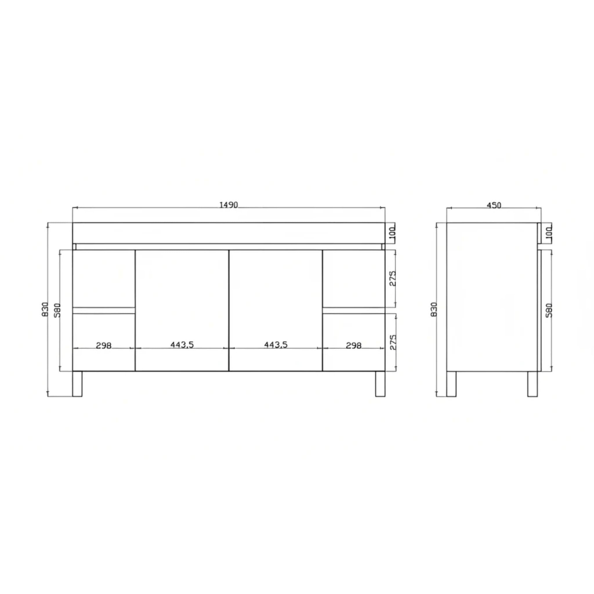 POSEIDON BERGE WHITE OAK FLOOR STANDING VANITY 1500MM