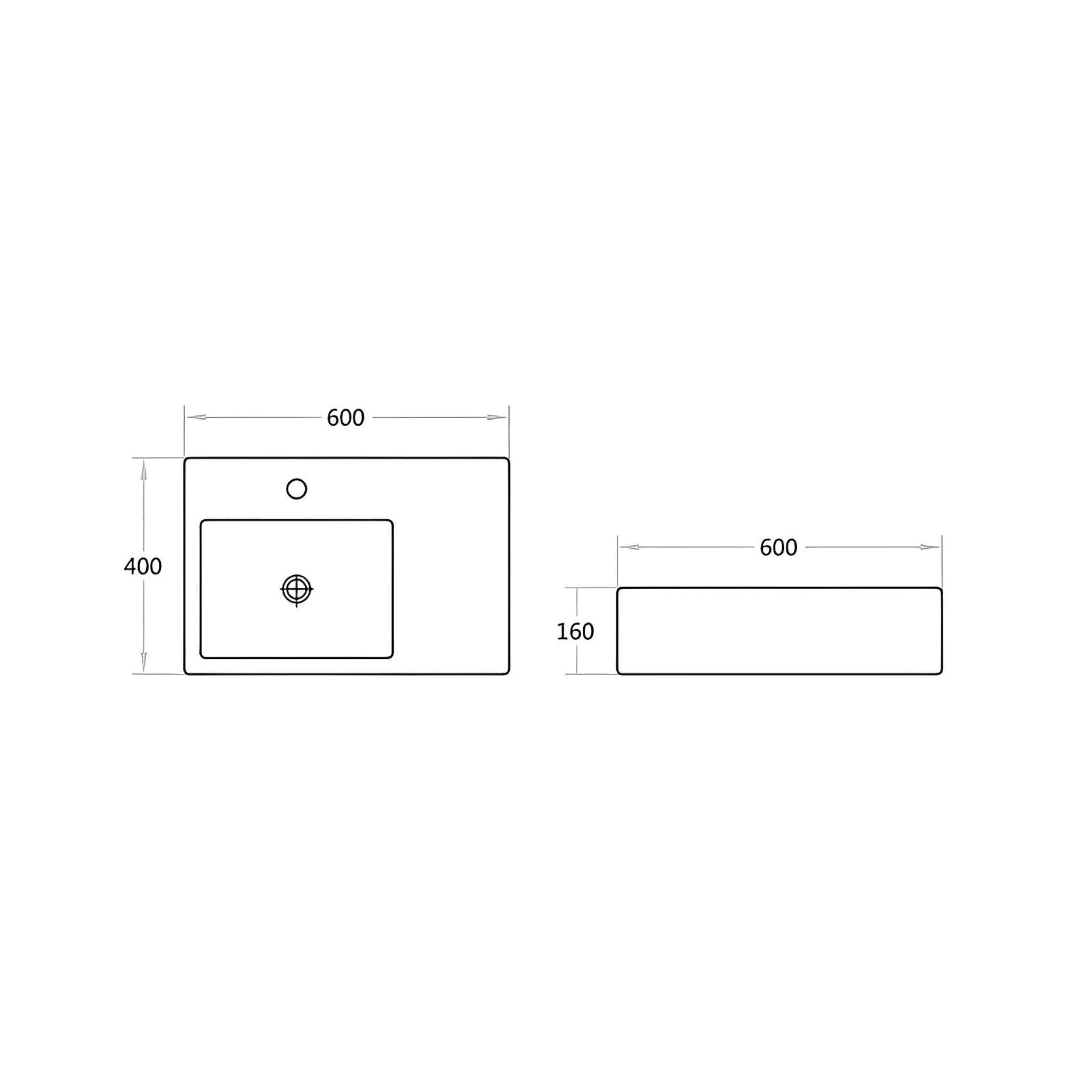 POSEIDON WALL HUNG BASIN GLOSS WHITE 600MM