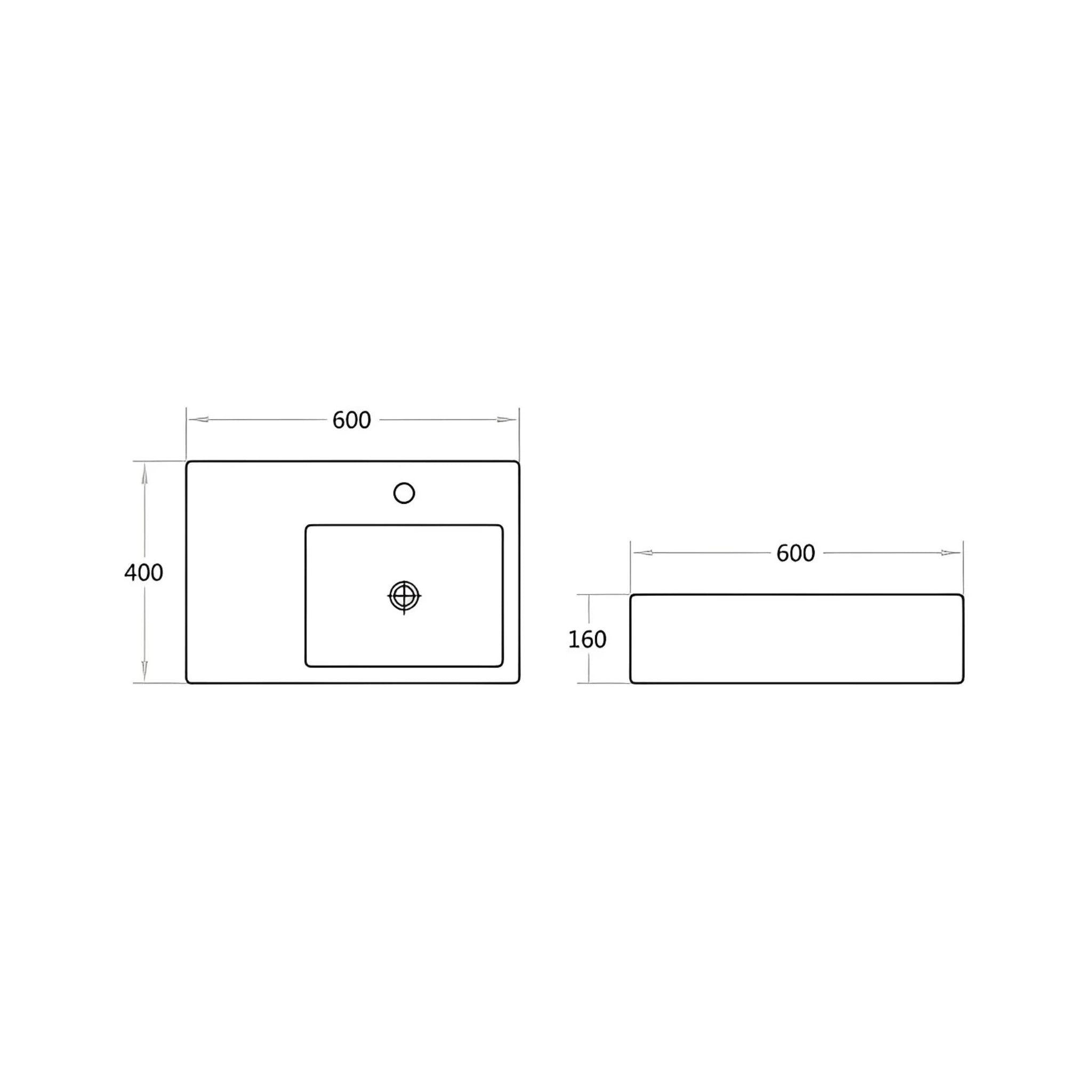 POSEIDON WALL HUNG BASIN GLOSS WHITE 600MM