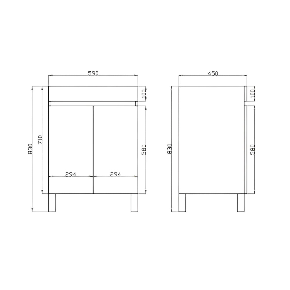 POSEIDON BERGE WHITE OAK 600MM FLOOR STANDING VANITY