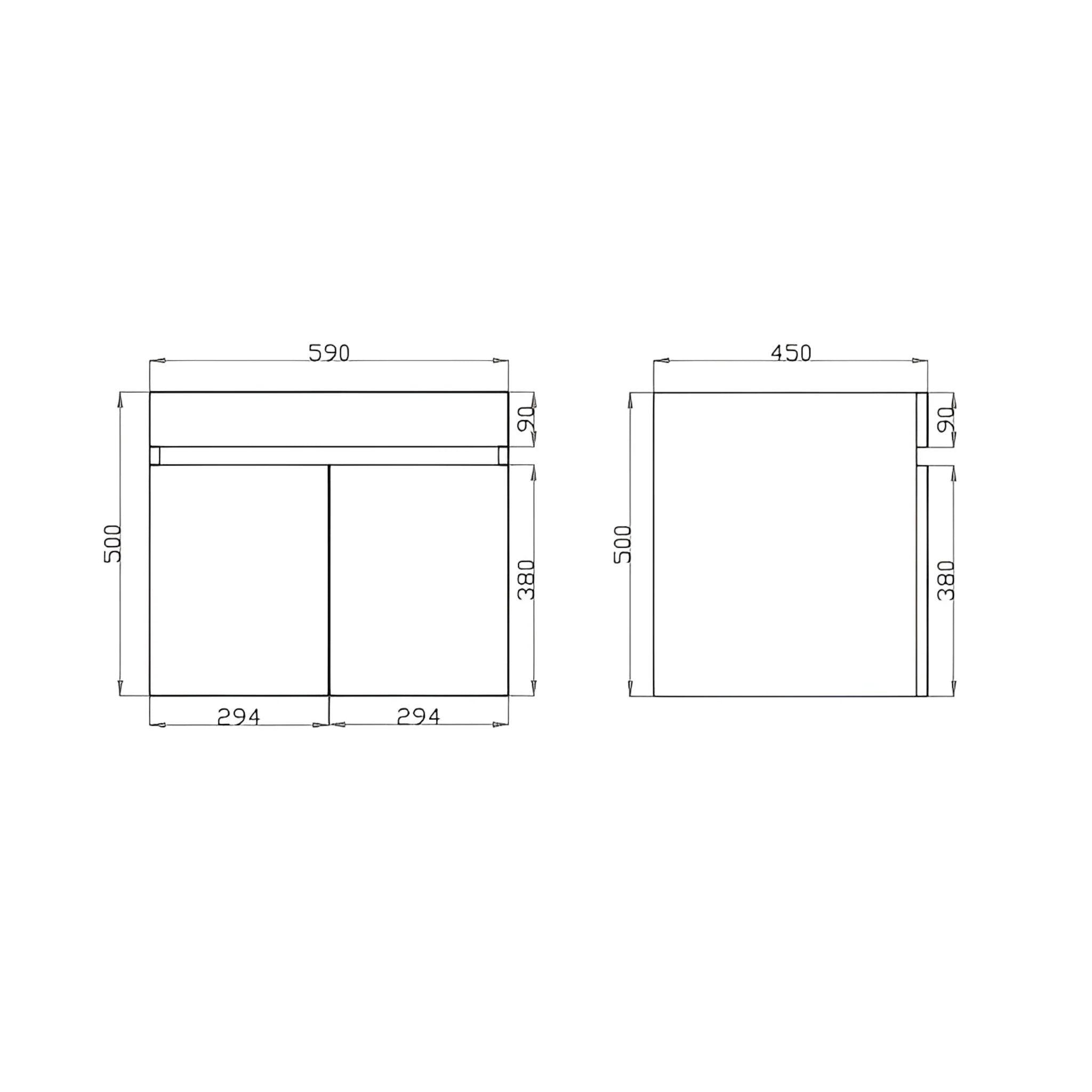 POSEIDON WALL HUNG VANITY DARK GREY 600MM