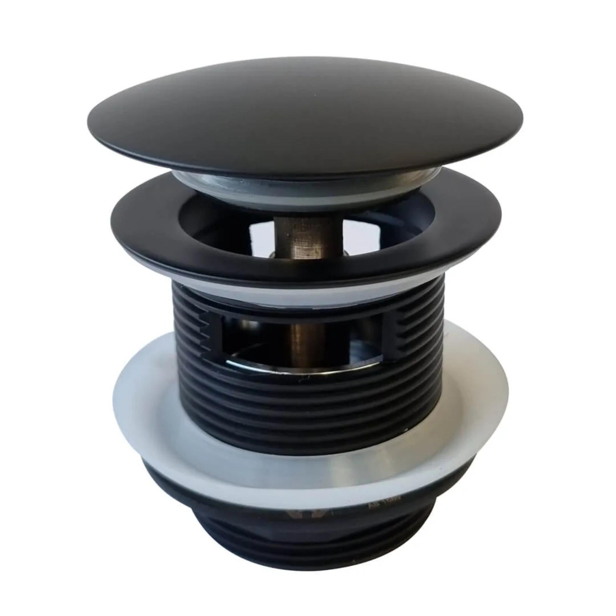 TURNER HASTINGS SAFETY PULL-OUT POP-UP BATH WASTE WITH SHORT TAIL OVERFLOW 40MM MATTE BLACK