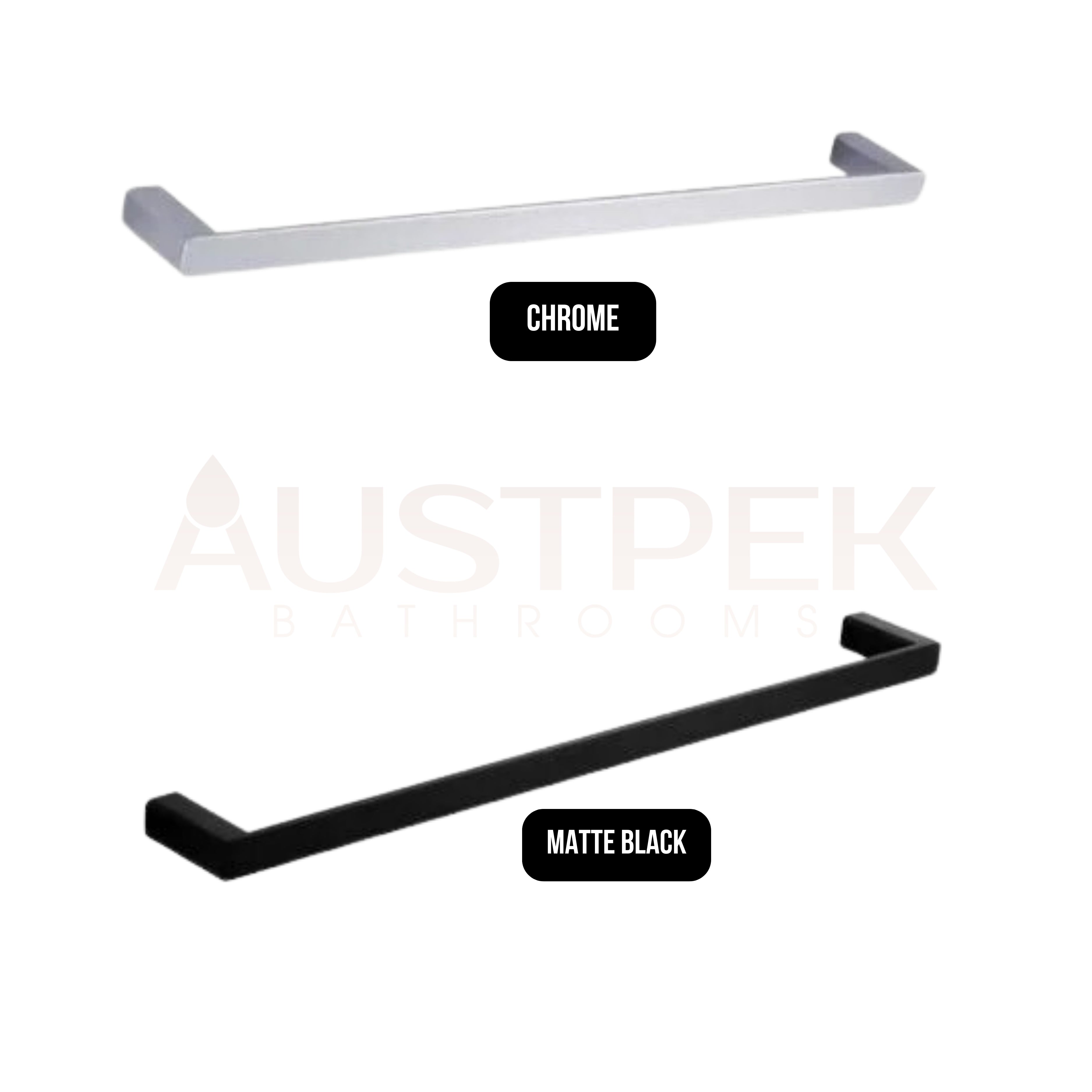 HELLYCAR ELEGANT SINGLE NON-HEATED TOWEL RAIL MATTE BLACK 600MM AND 800MM