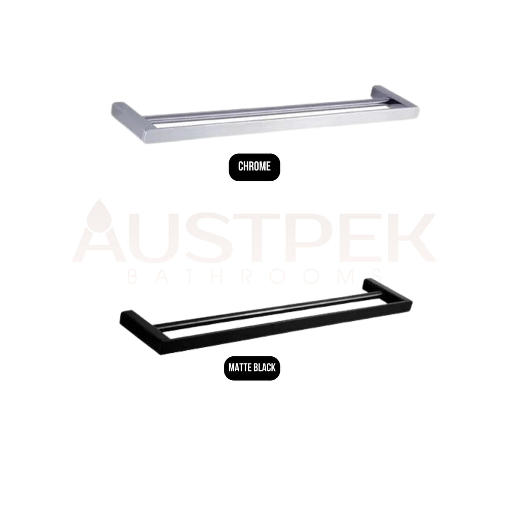 HELLYCAR ELEGANT DOUBLE NON-HEATED TOWEL RAIL MATTE BLACK 600MM AND 800MM