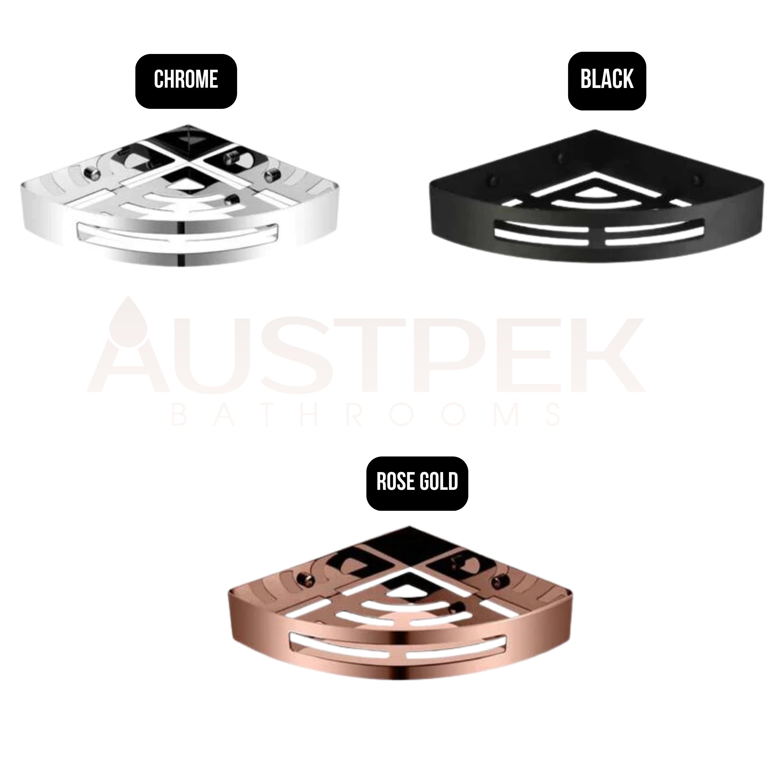 HELLYCAR UNIVERSAL STAINLESS STEEL CORNER SHELF ROSE GOLD