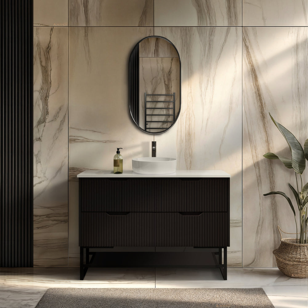 RIVA BALI MATTE BLACK 1200MM SINGLE BOWL FLOOR STANDING VANITY