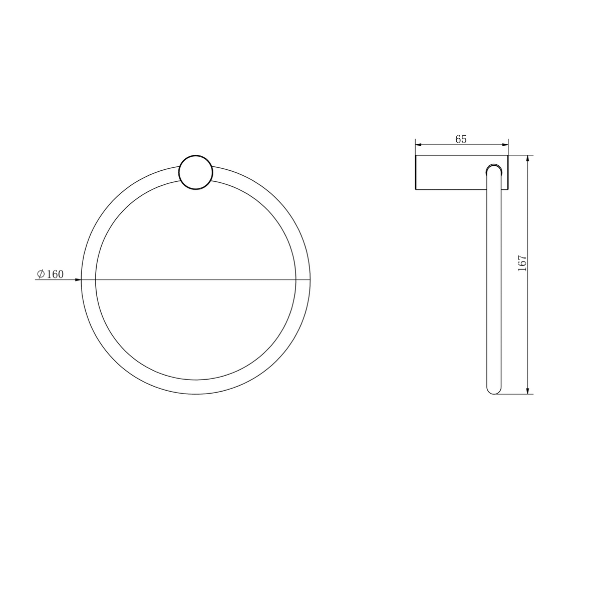 Linsol Banjo S3 Towel Ring 160mm Chrome alt view