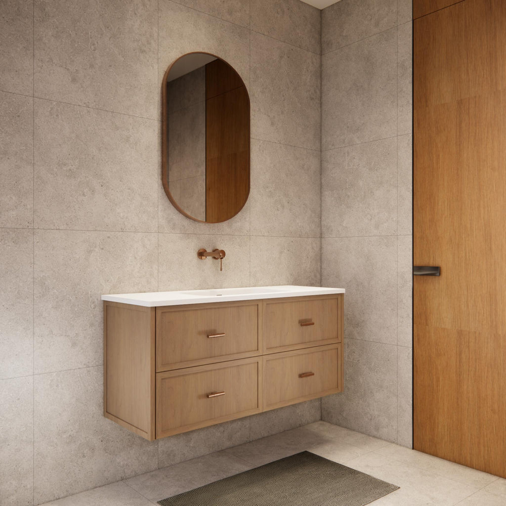 RIVA BANFF COASTAL OAK 1200MM SINGLE BOWL WALL HUNG VANITY