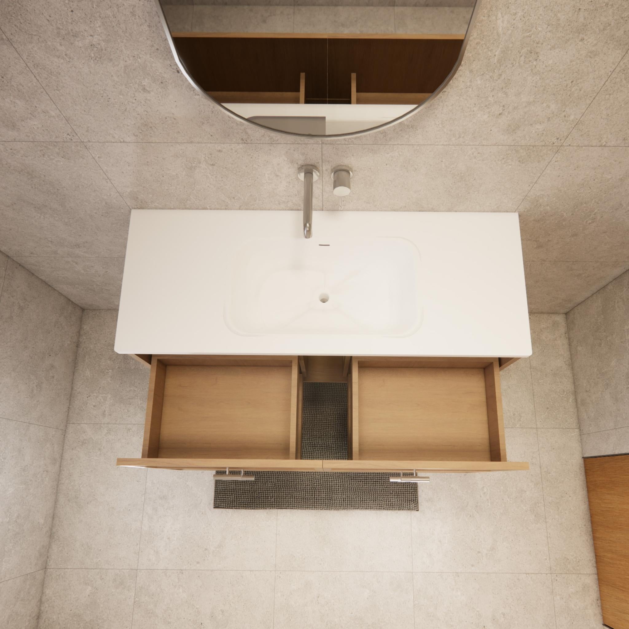RIVA BANFF COASTAL OAK 1200MM SINGLE BOWL WALL HUNG VANITY