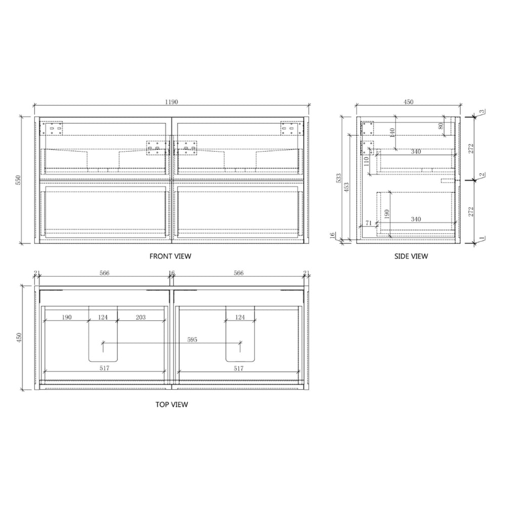 RIVA BANFF COASTAL OAK 1200MM DOUBLE BOWL WALL HUNG VANITY