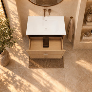 RIVA BANFF COASTAL OAK 750MM SINGLE BOWL WALL HUNG VANITY
