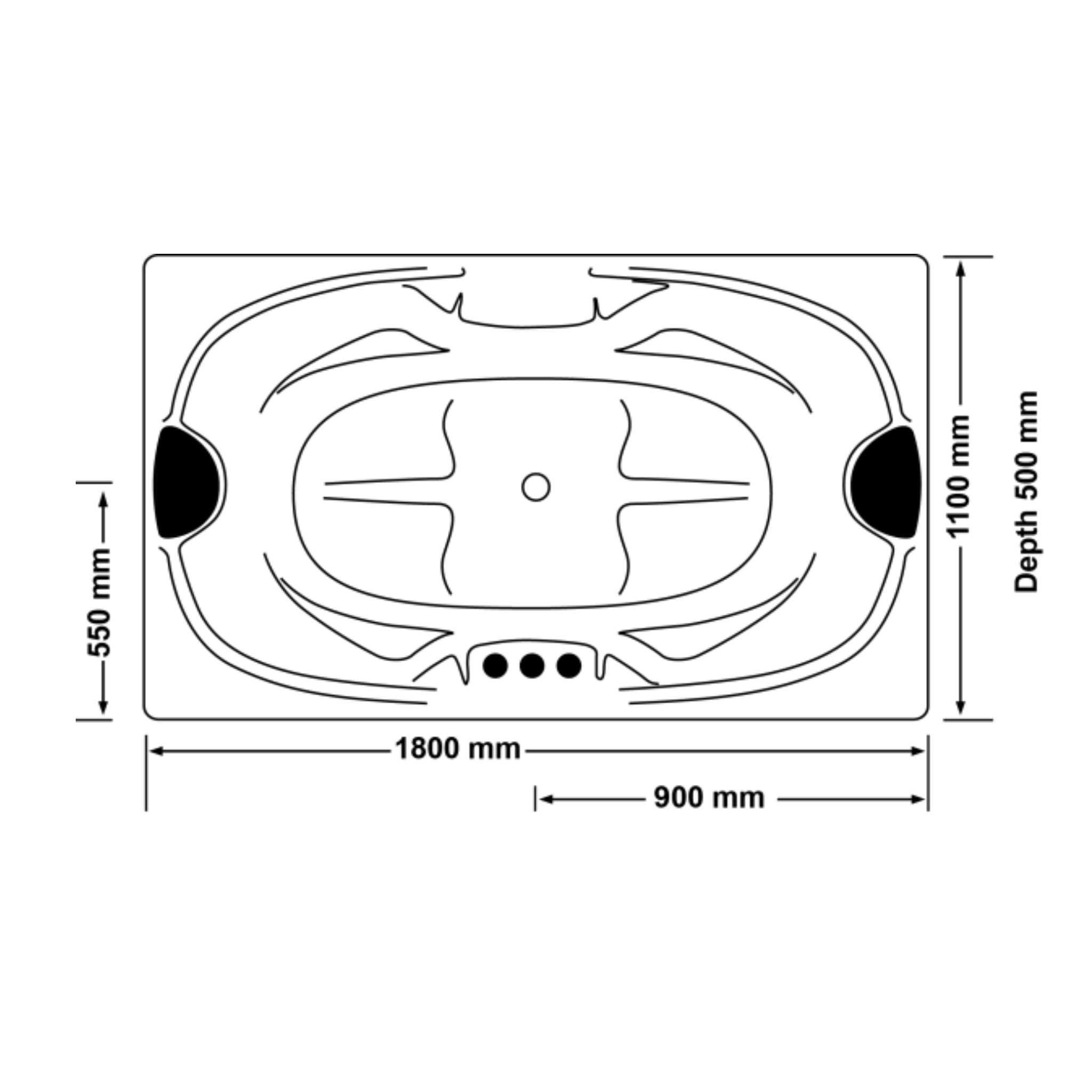 BROADWAY BARGELO PETITE SPA BATHTUB GLOSS WHITE 1800MM WITH 18 JETS