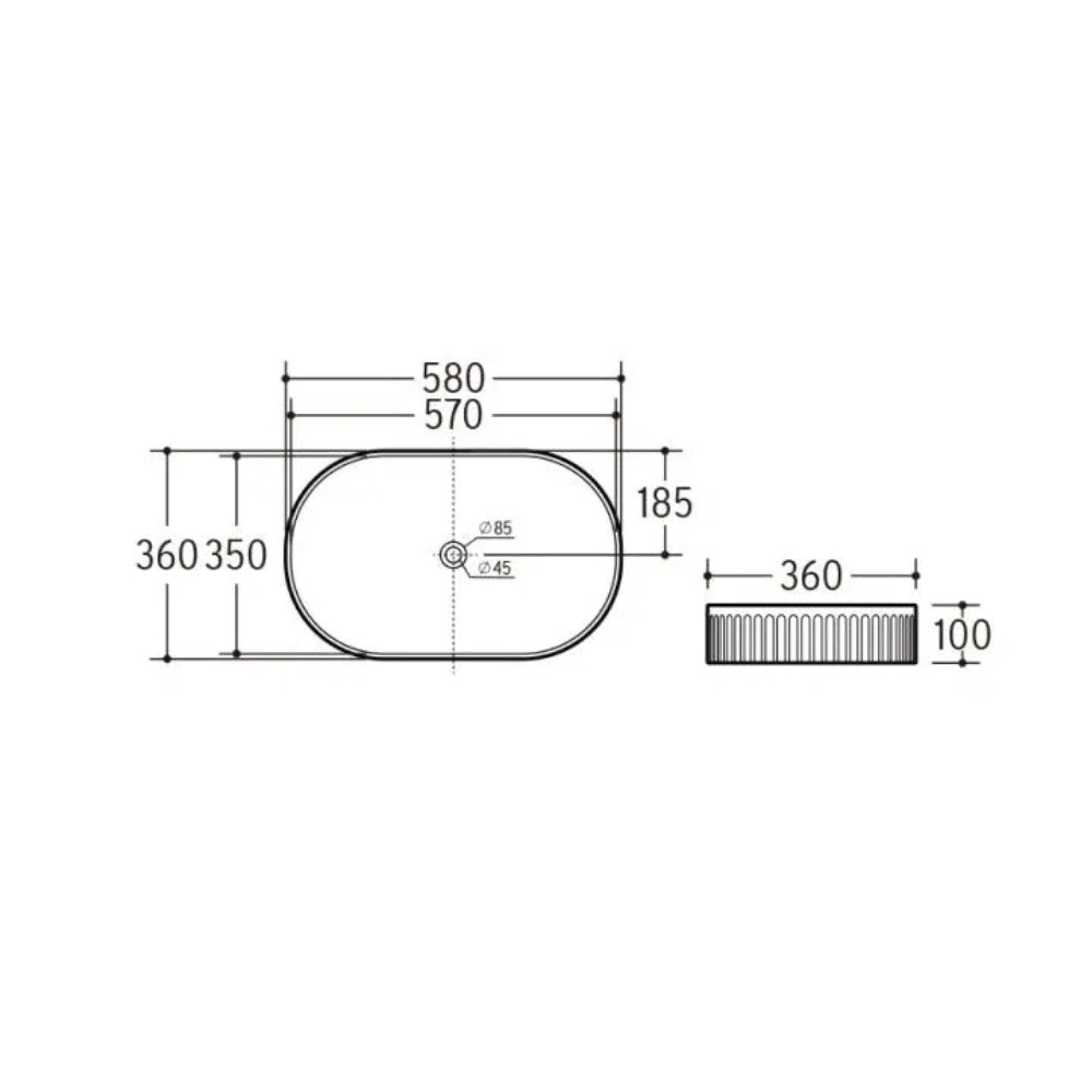 BELLA VISTA CORRINE ABOVE COUNTER BASIN BLACK 580MM