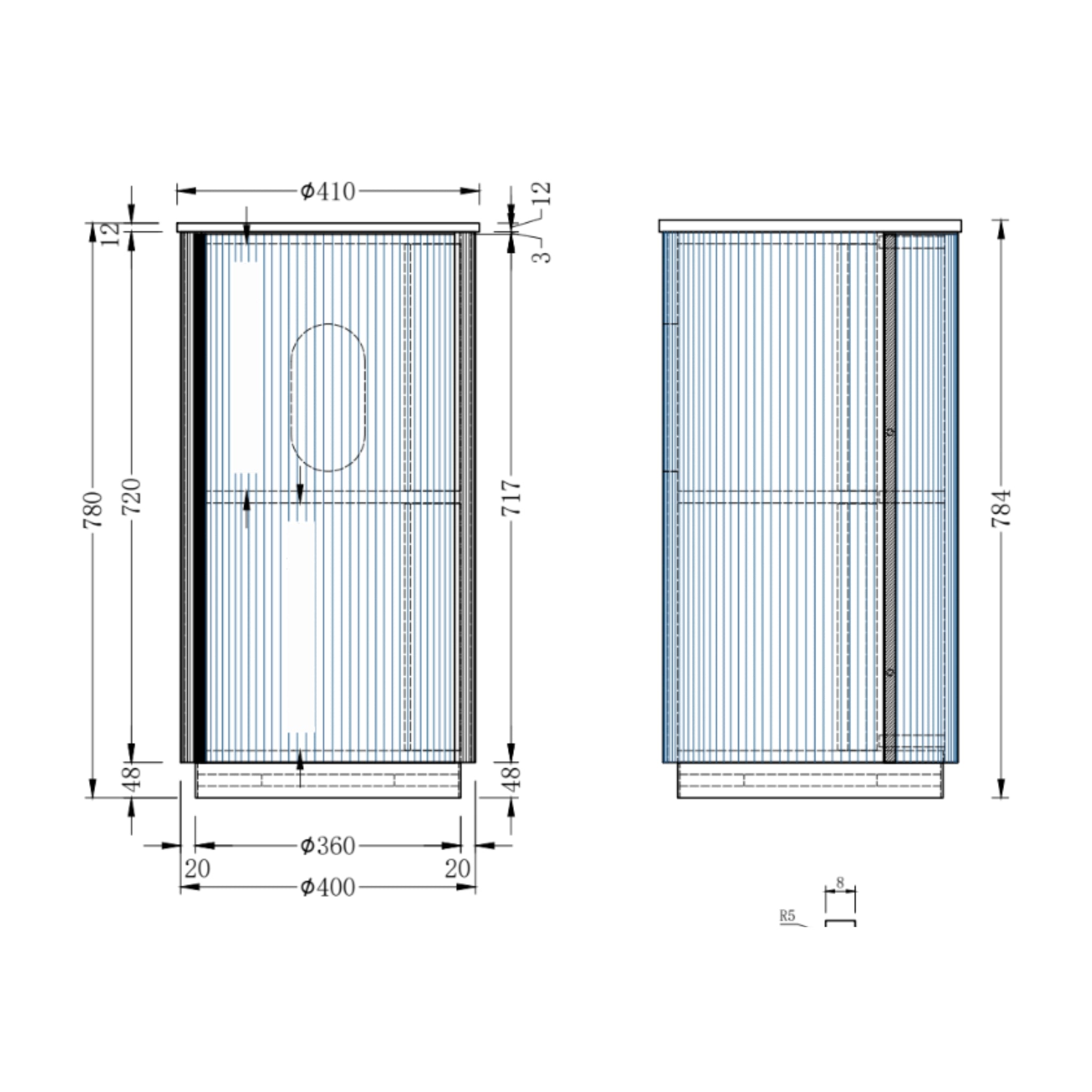ORIO BAUDIN DARK WALNUT FLUTED 400MM FLOORSTANDING VANITY WITH SINTERED STONE TOP