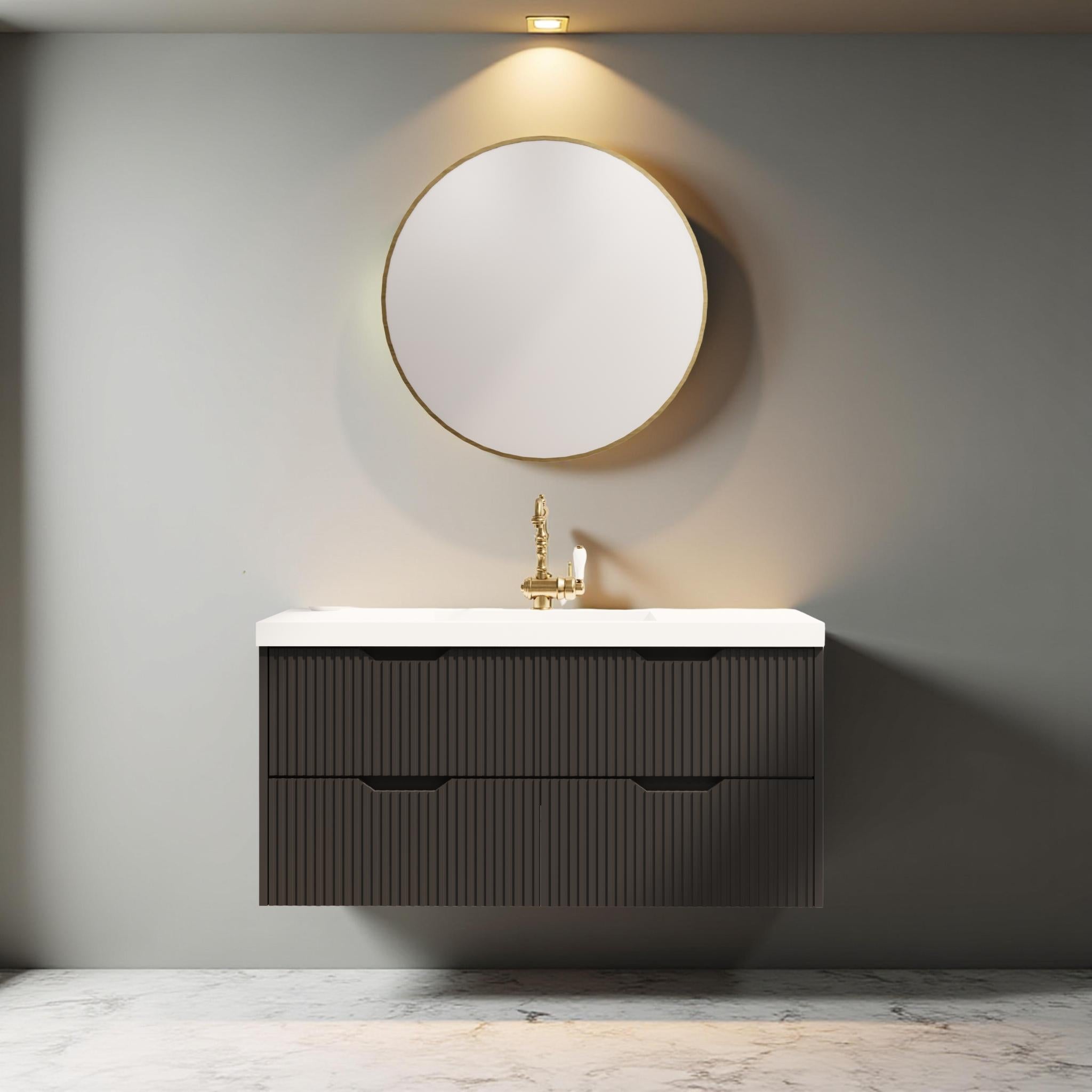 RIVA BALI MATTE BLACK 1200MM SINGLE BOWL WALL HUNG VANITY
