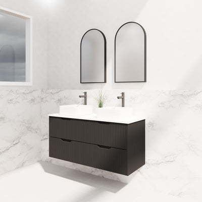 RIVA BALI MATTE BLACK 1200MM DOUBLE BOWL WALL HUNG VANITY