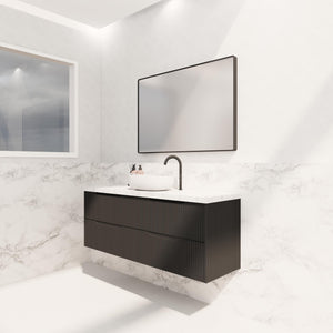 RIVA BALI MATTE BLACK 1500MM SINGLE BOWL WALL HUNG VANITY