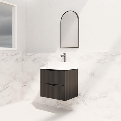 RIVA BALI MATTE BLACK 600MM SINGLE BOWL WALL HUNG VANITY