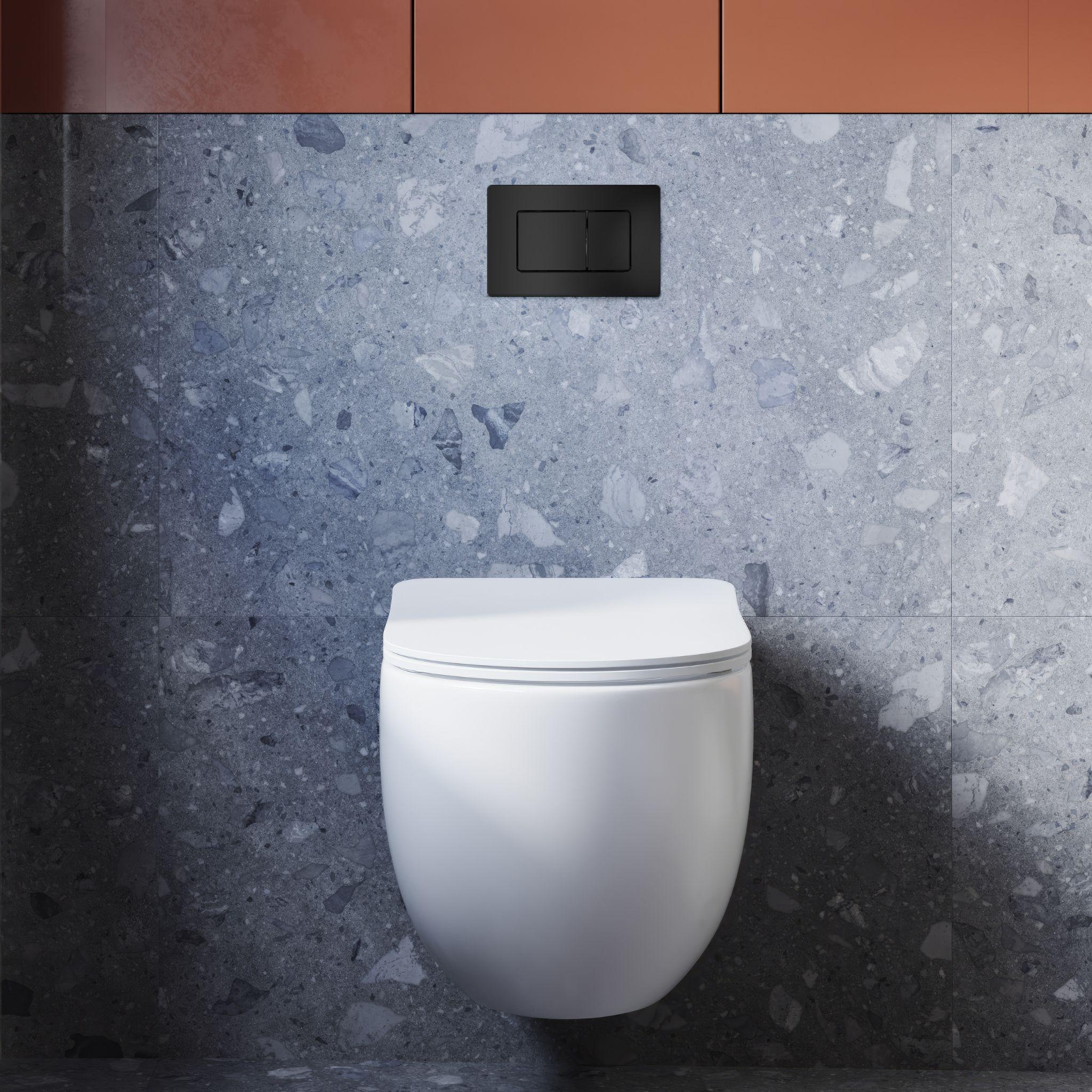 BELBAGNO STAINLESS STEEL IN WALL RECTANGULAR BUTTON FLUSH PLATES 256MM MATTE BLACK