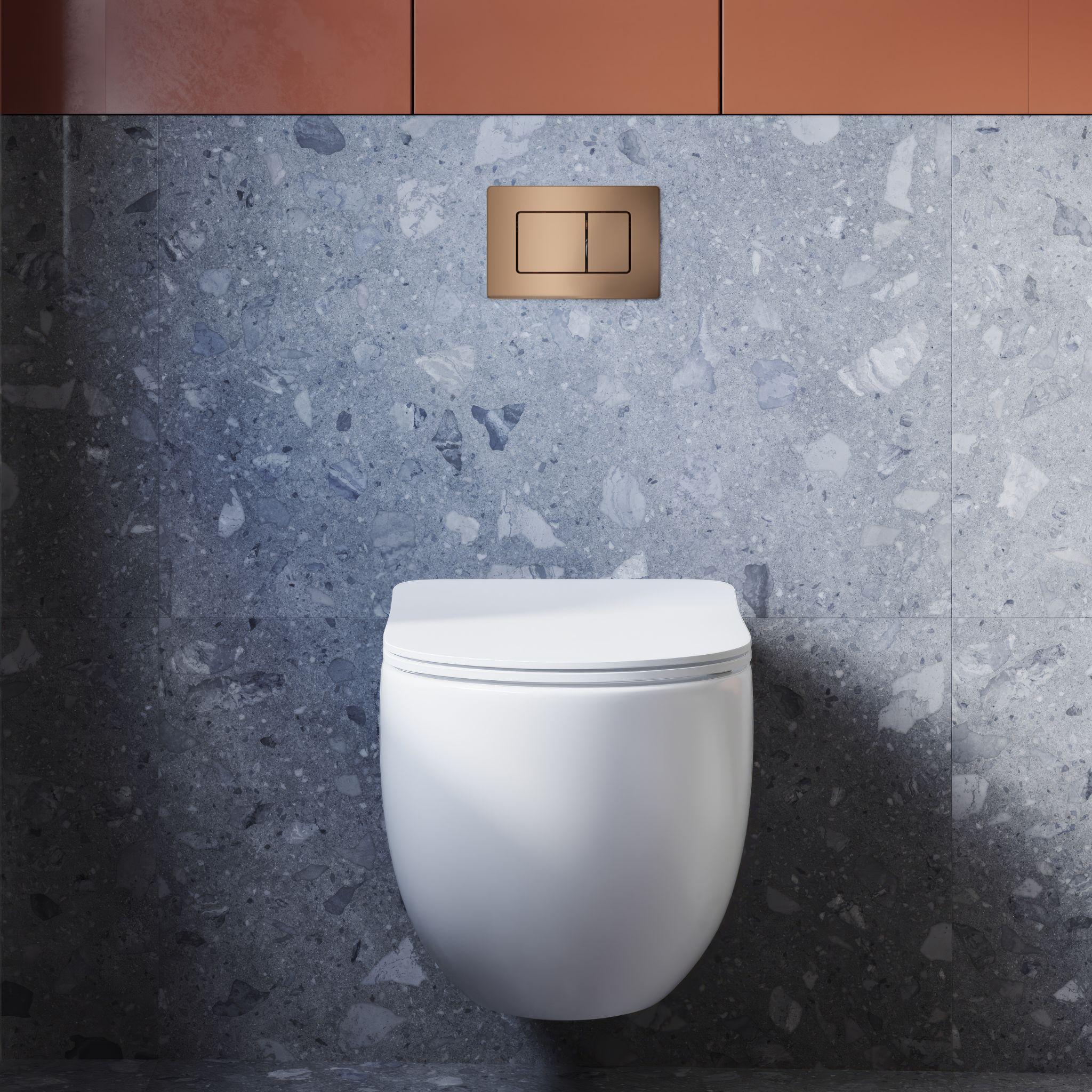 BELBAGNO STAINLESS STEEL IN WALL RECTANGULAR BUTTON FLUSH PLATES 256MM ROSE GOLD