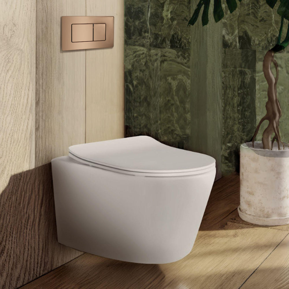 BELBAGNO STAINLESS STEEL IN WALL RECTANGULAR BUTTON FLUSH PLATES 256MM ROSE GOLD