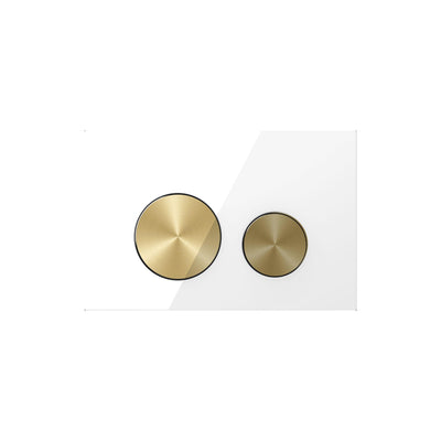 BELBAGNO GLASS IN WALL CIRCLE ALLOY BUTTON FLUSH PLATES 256MM WHITE AND GOLD ALUMINIUM