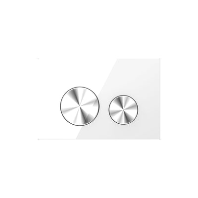 BELBAGNO GLASS IN WALL CIRCLE ALLOY BUTTON FLUSH PLATES 256MM WHITE AND SILVER ALUMINIUM