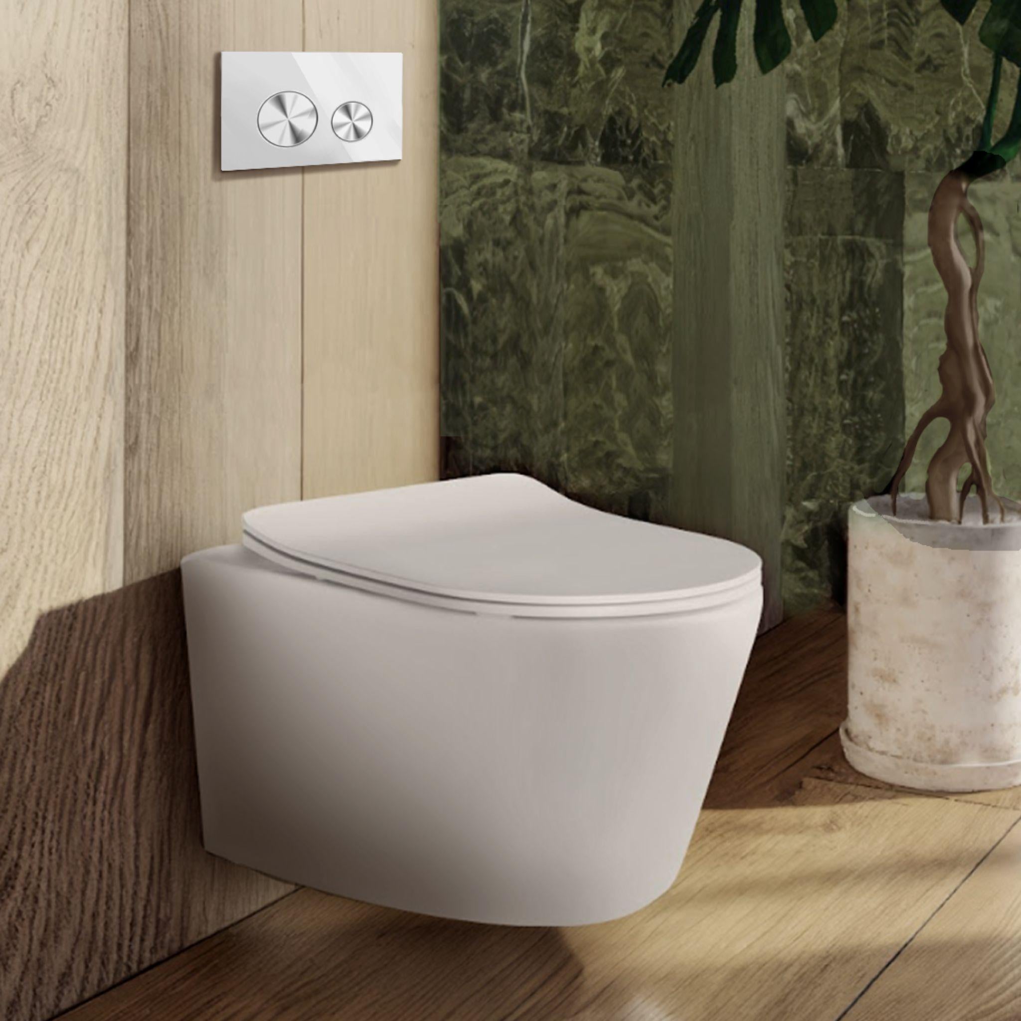 BELBAGNO GLASS IN WALL CIRCLE ALLOY BUTTON FLUSH PLATES 256MM WHITE AND SILVER ALUMINIUM