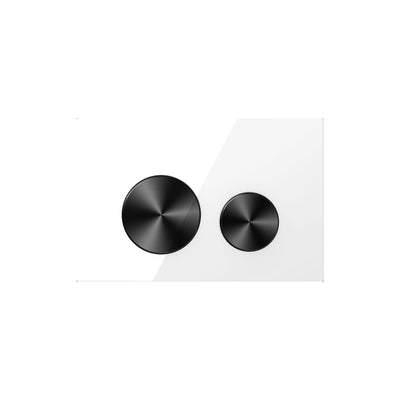 BELBAGNO GLASS IN WALL CIRCLE ALLOY BUTTON FLUSH PLATES 256MM WHITE AND BLACK ALUMINIUM