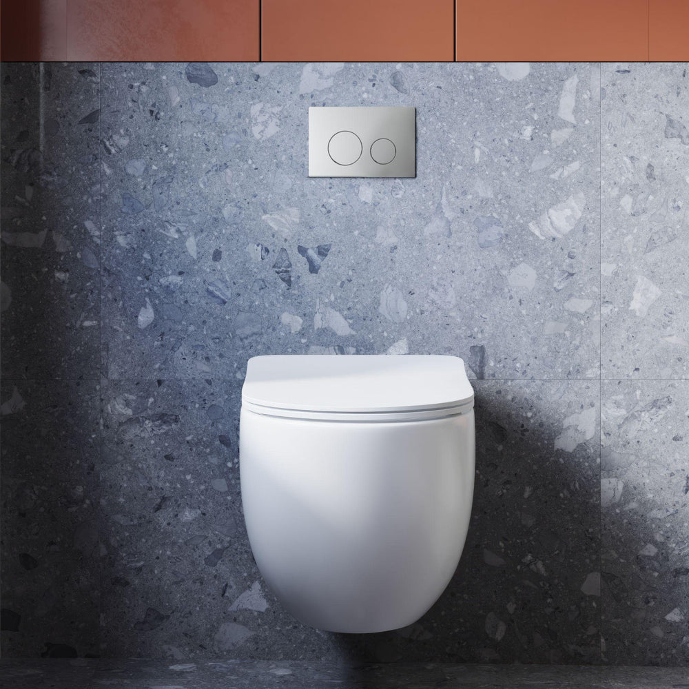 BELBAGNO STAINLESS STEEL IN WALL CIRCLE BUTTON FLUSH PLATES 256MM BRUSHED TREATMENT