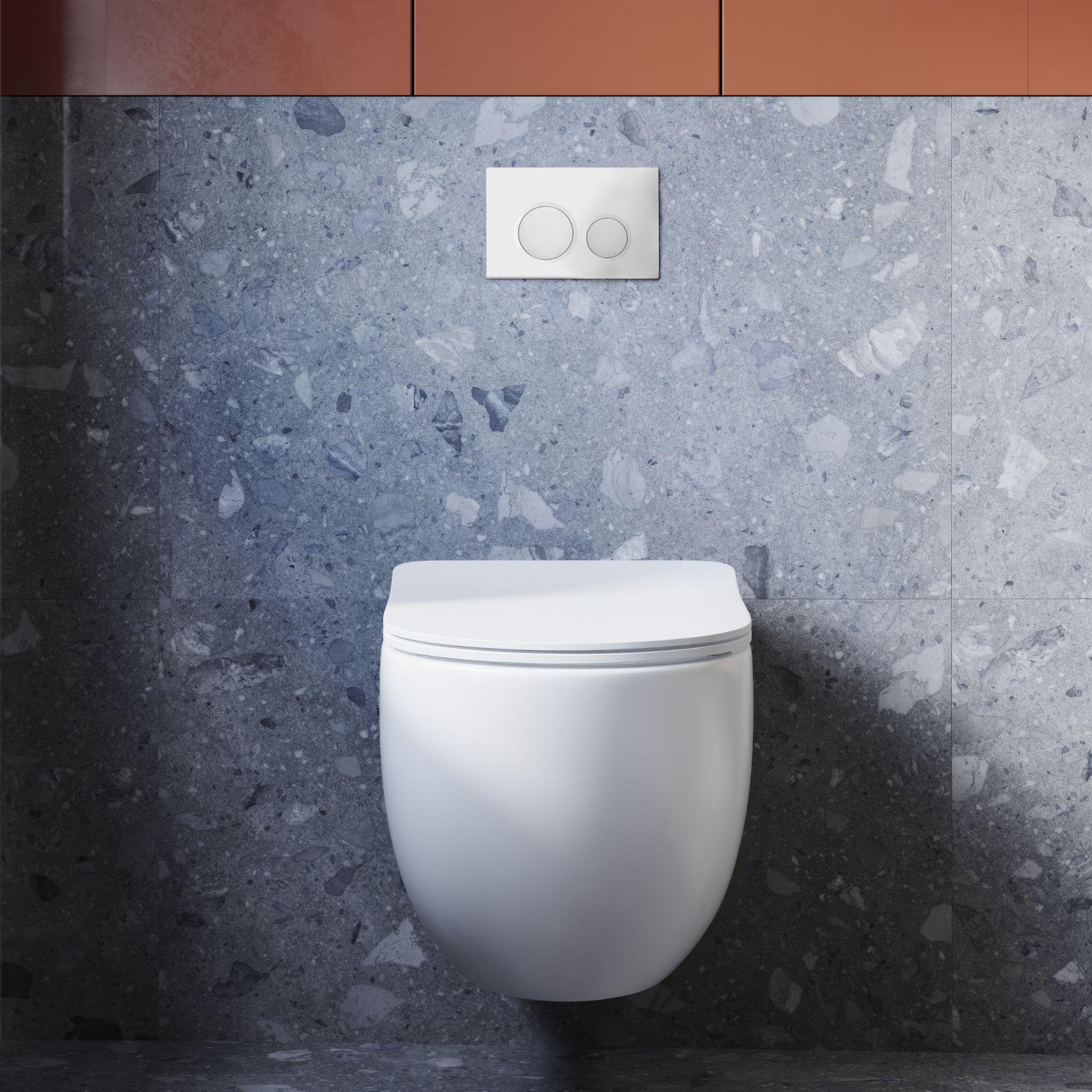 BELBAGNO ABS IN WALL CIRCLE BUTTON FLUSH PLATES 256MM WHITE