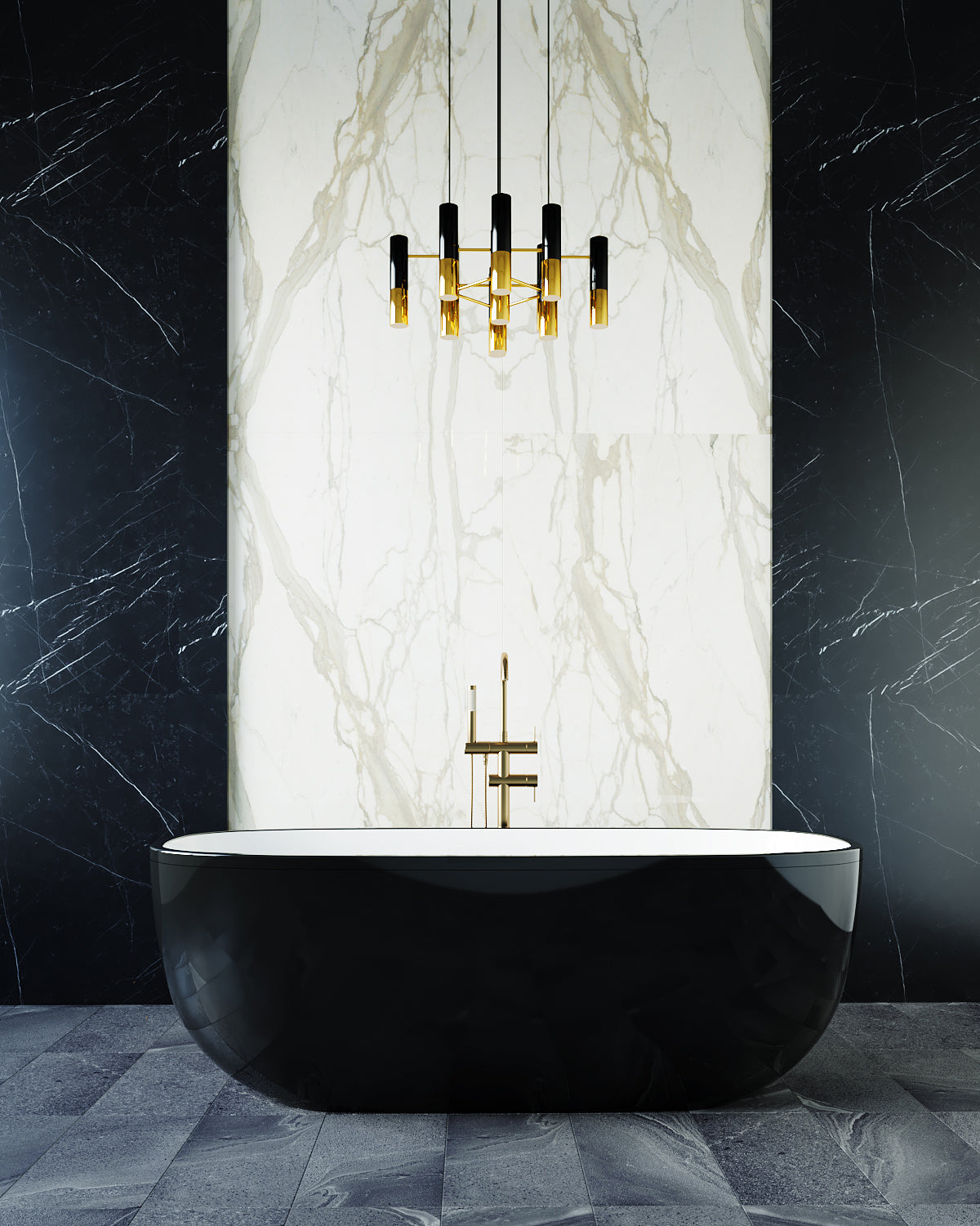 BELBAGNO SAPPHIRE FREESTANDING BATHTUB SEMI GLOSS BLACK 1650MM