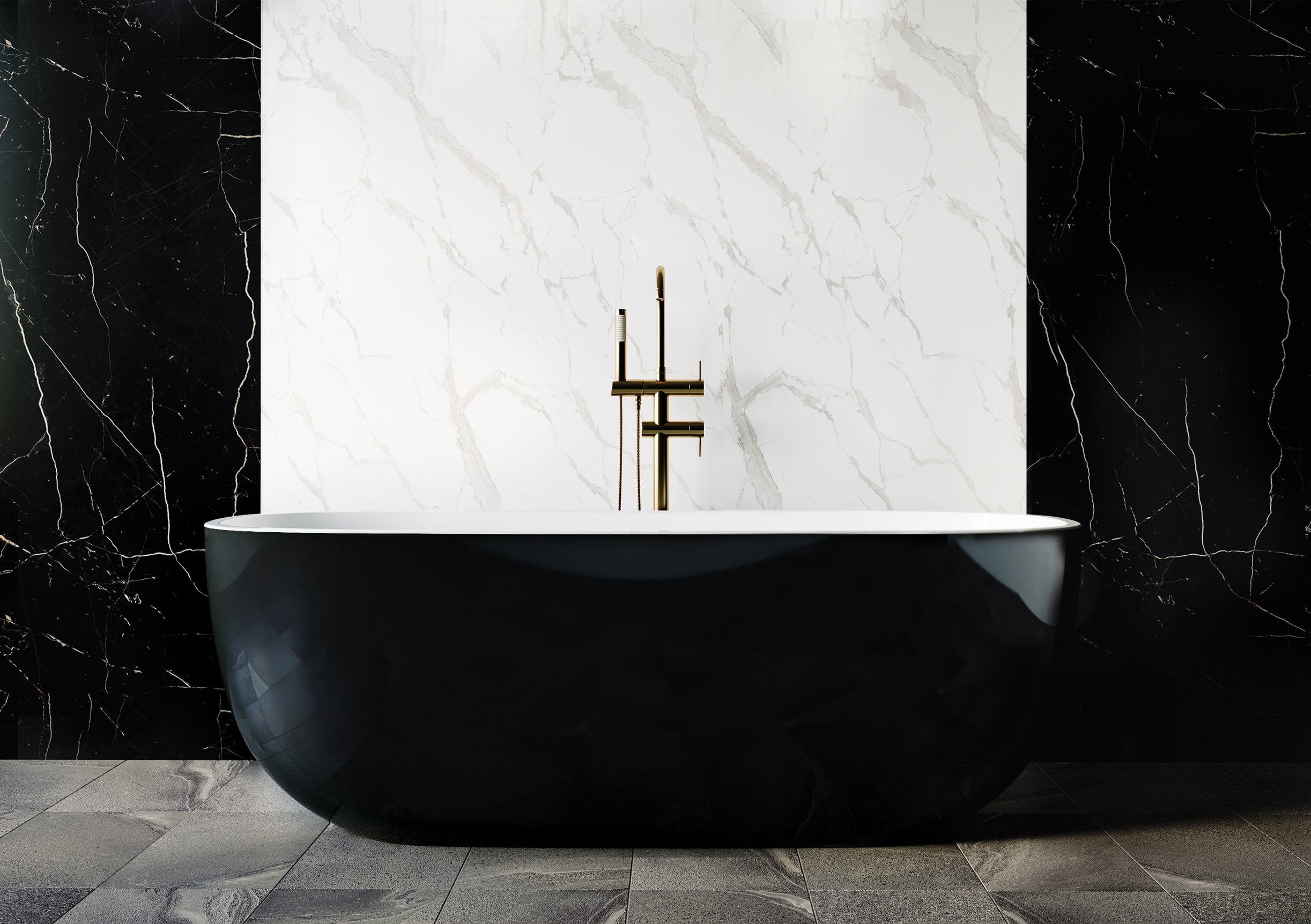 BELBAGNO SAPPHIRE FREESTANDING BATHTUB SEMI GLOSS BLACK 1650MM