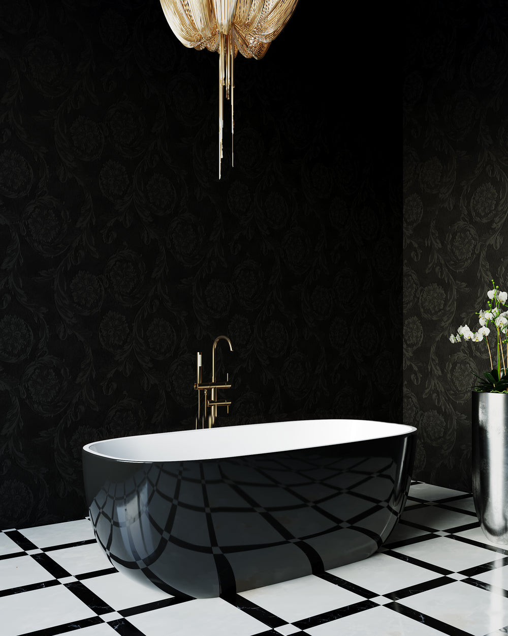 BELBAGNO SAPPHIRE FREESTANDING BATHTUB SEMI GLOSS BLACK 1650MM