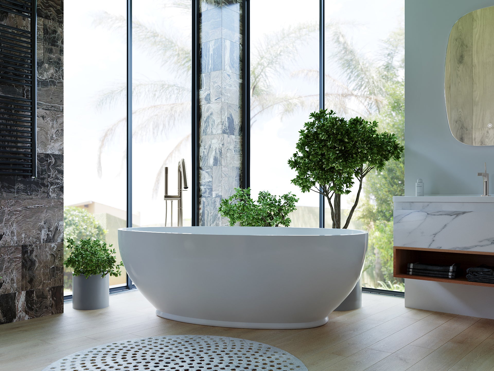 BELBAGNO AVEO FREESTANDING BATHTUB SEMI GLOSS WHITE 1700MM