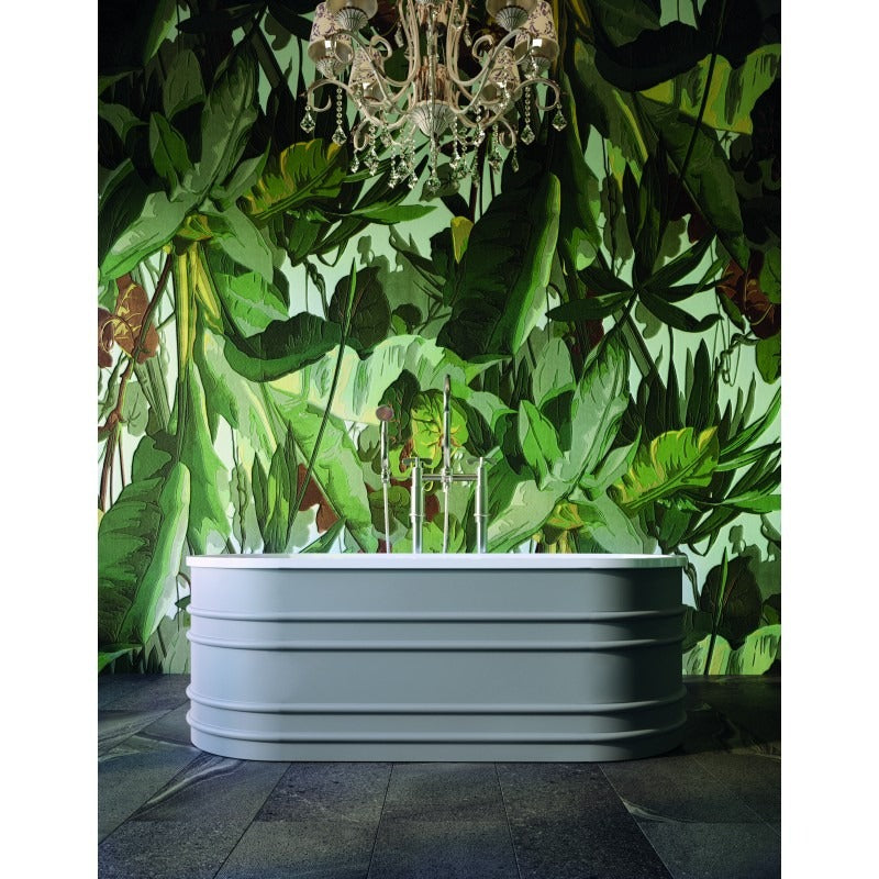 BELBAGNO BUCCIANO FREESTANDING BATHTUB STONE GREY AND GLOSS WHITE 1675MM