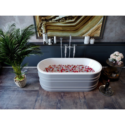 BELBAGNO BUCCIANO FREESTANDING BATHTUB STONE GREY AND GLOSS WHITE 1675MM