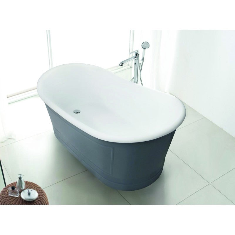 BELBAGNO RITZ FREESTANDING BATHTUB MATTE GREY AND GLOSS WHITE 1676MM
