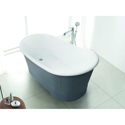 BELBAGNO RITZ FREESTANDING BATHTUB MATTE GREY AND GLOSS WHITE 1676MM