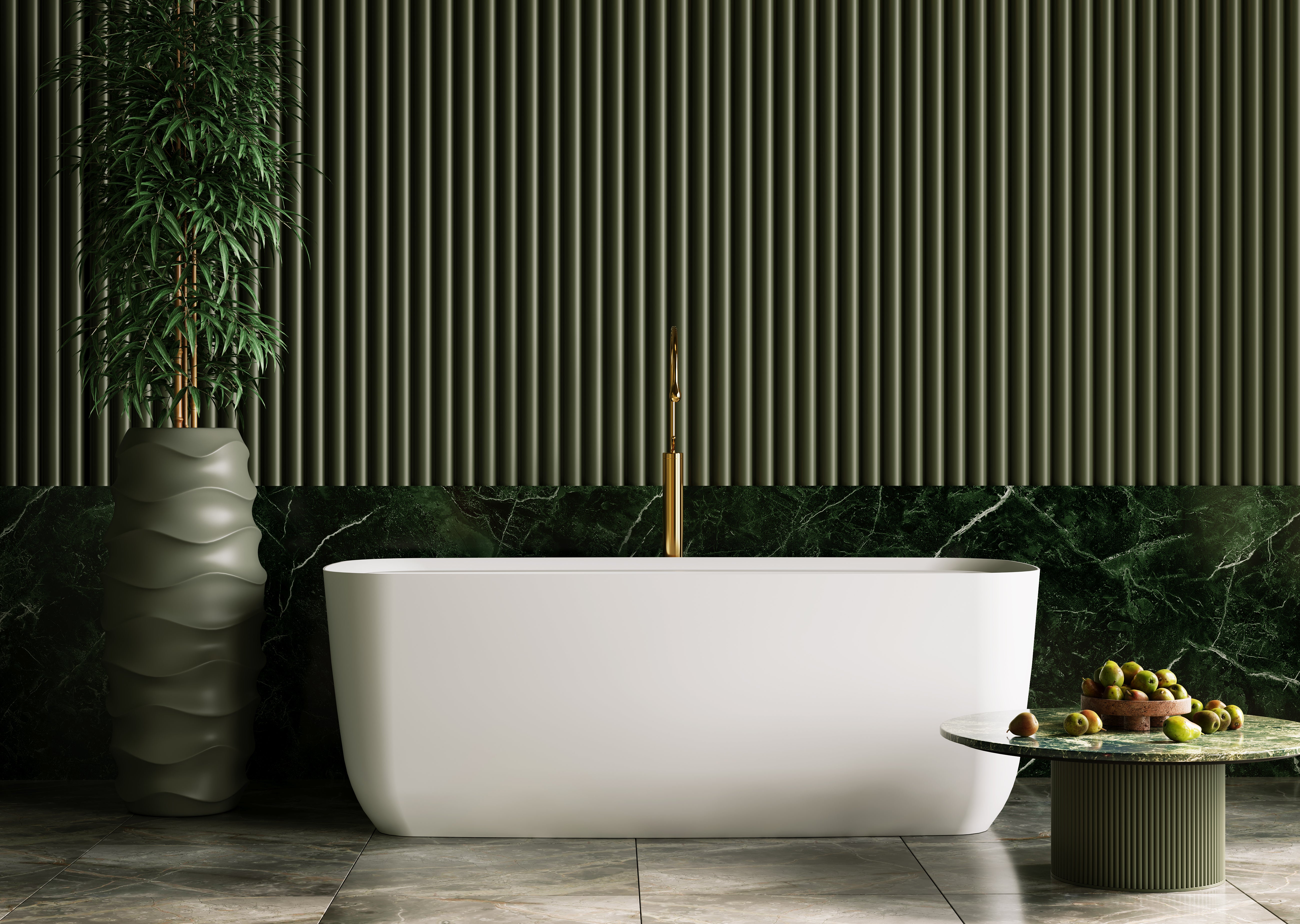 BELBAGNO TERRICCIO FREESTANDING BATHTUB MATTE WHITE (AVAILABLE IN 1500MM AND 1700MM)