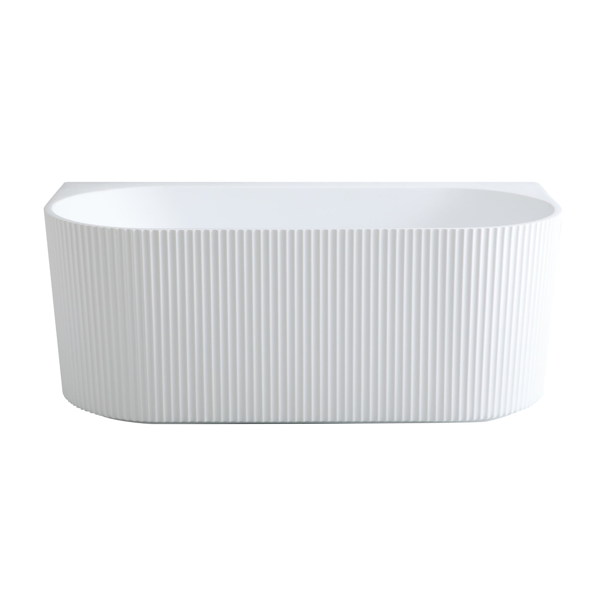 VITO BALI FLUTED FREESTANDING BACK TO WALL BATHTUB GLOSS WHITE (AVAILABLE IN 1500MM AND 1700MM)