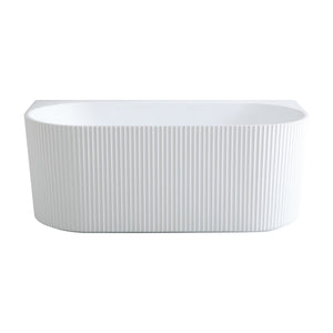 VITO BALI FLUTED FREESTANDING BACK TO WALL BATHTUB GLOSS WHITE (AVAILABLE IN 1500MM AND 1700MM)