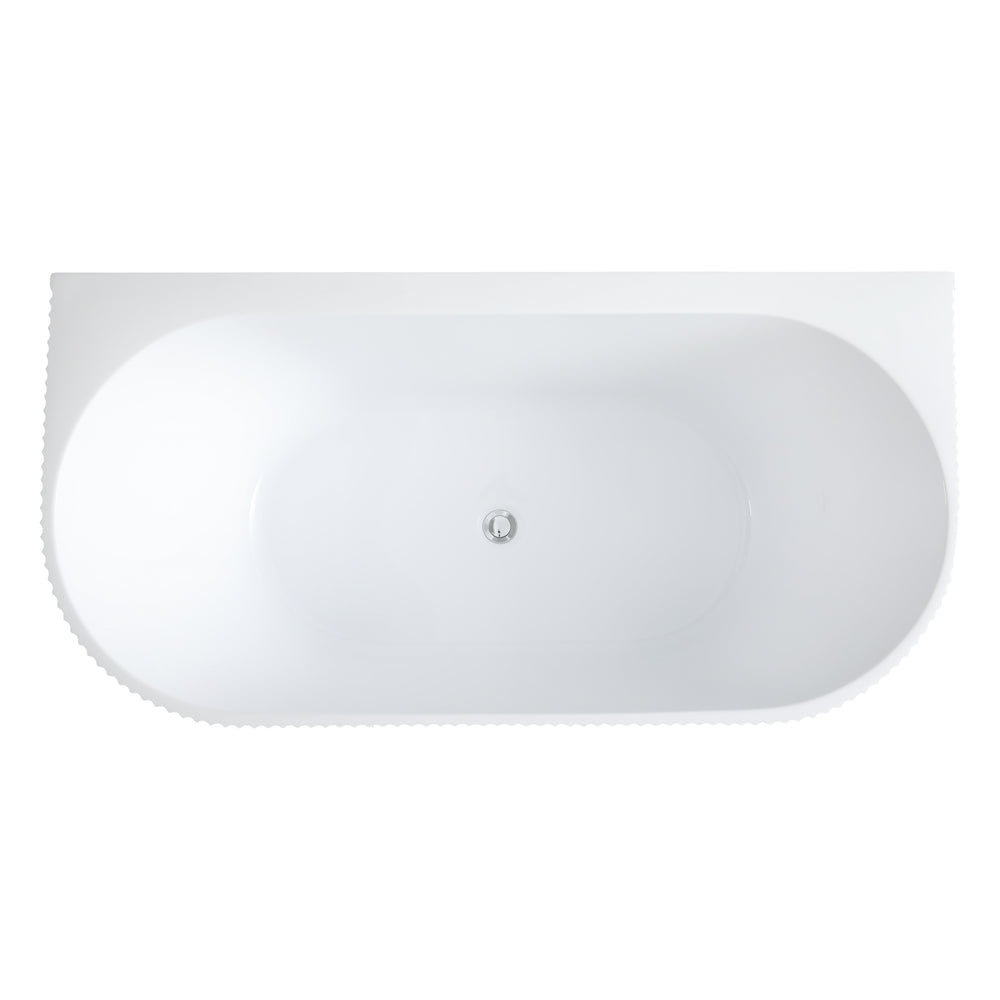VITO BALI FLUTED FREESTANDING BACK TO WALL BATHTUB MATTE WHITE (AVAILABLE IN 1500MM AND 1700MM)