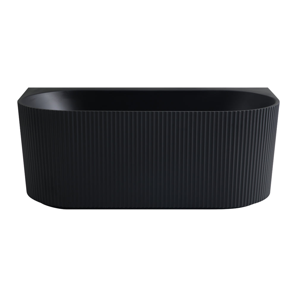 VITO BALI FLUTED FREESTANDING BACK TO WALL BATHTUB MATTE BLACK (AVAILABLE IN 1500MM AND 1700MM)