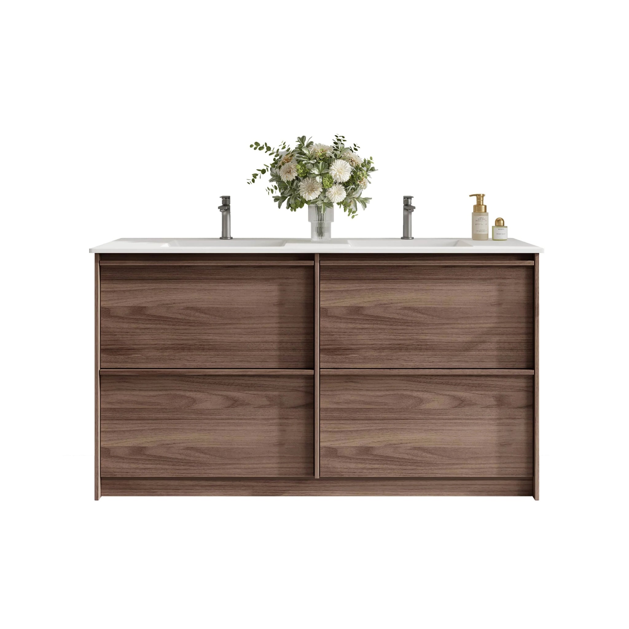 MERCIO BELLA NOTAIO WALNUT 1500MM DOUBLE BOWL FLOOR STANDING VANITY