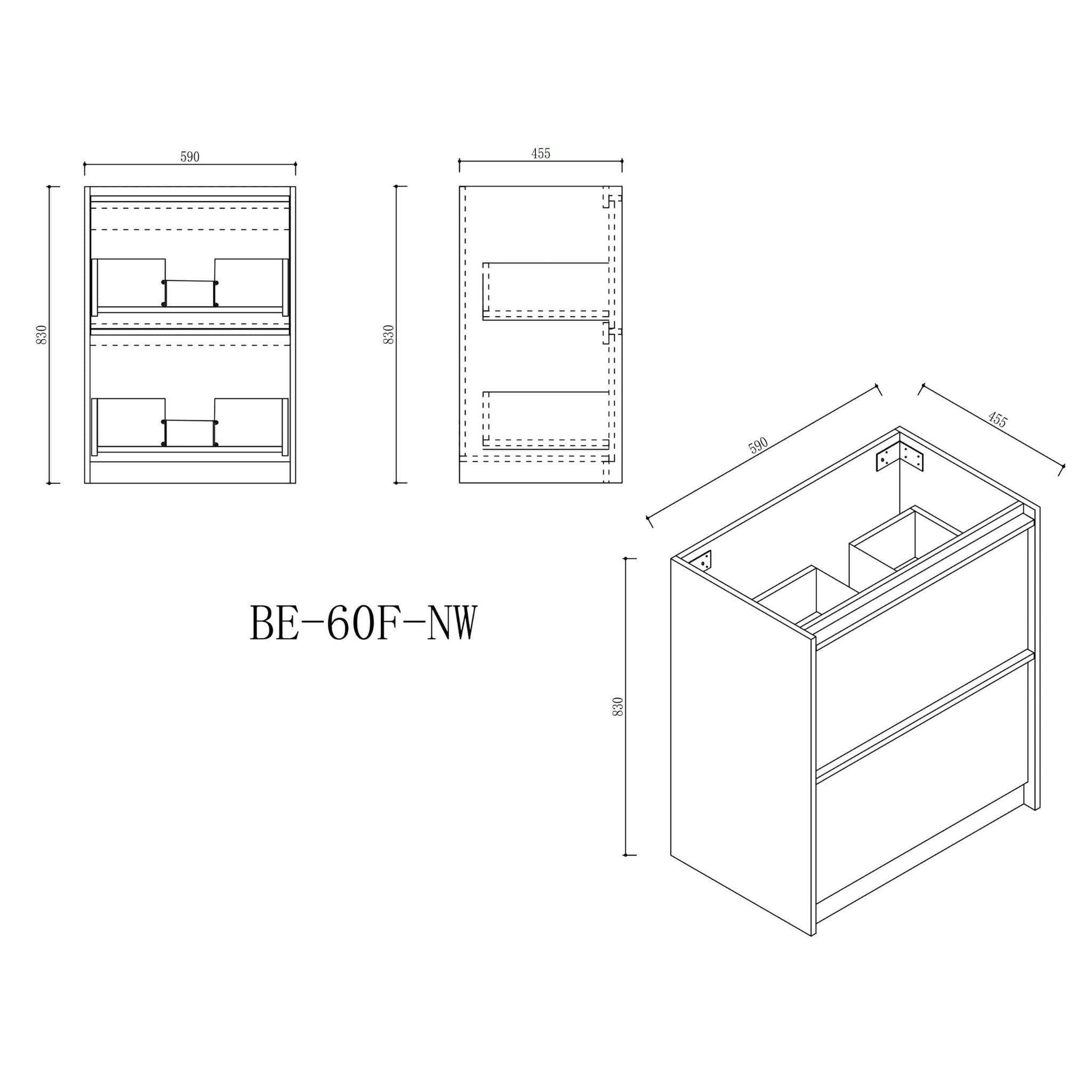 MERCIO BELLA NOTAIO WALNUT 600MM SINGLE BOWL FLOOR STANDING VANITY