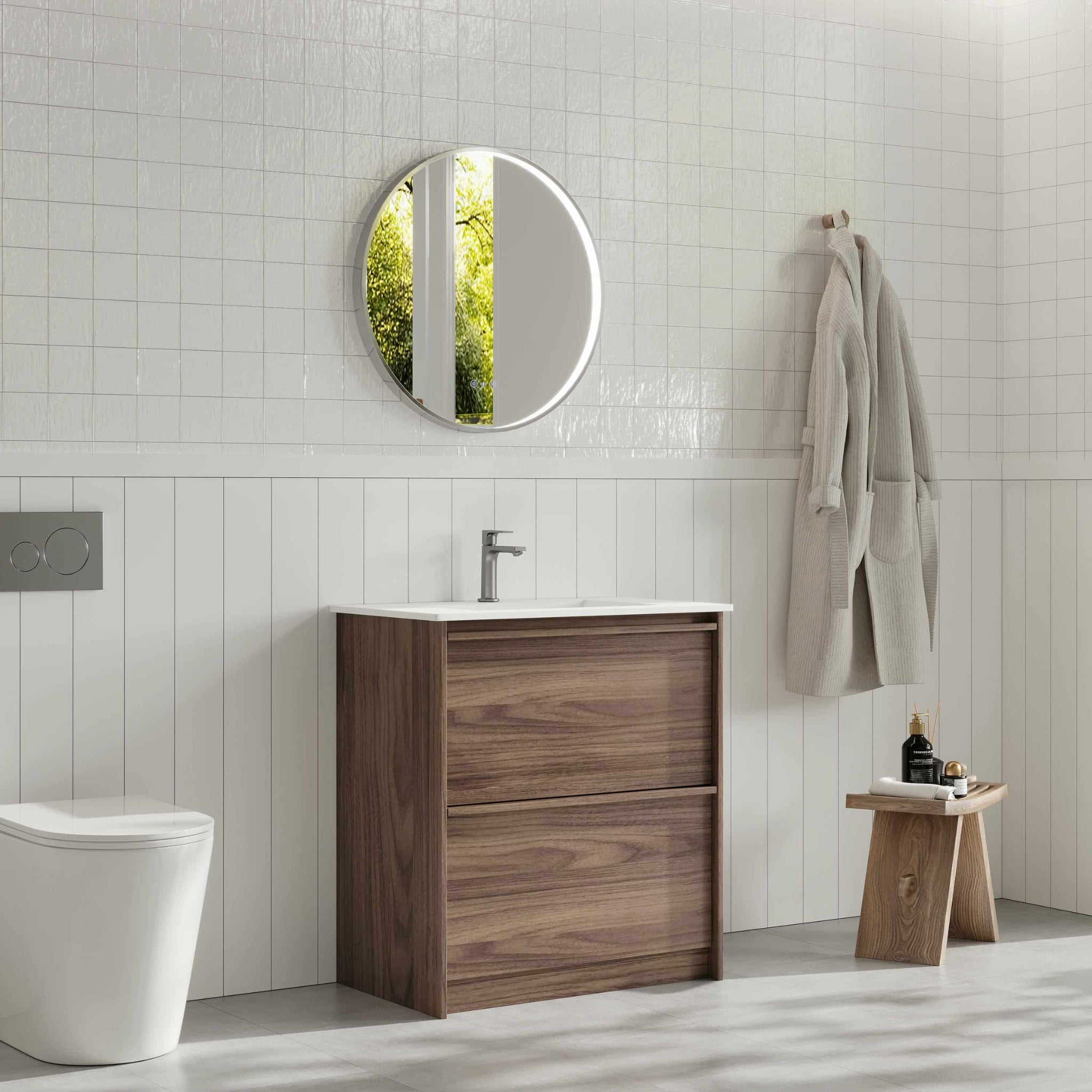 MERCIO BELLA NOTAIO WALNUT 750MM SINGLE BOWL FLOOR STANDING VANITY