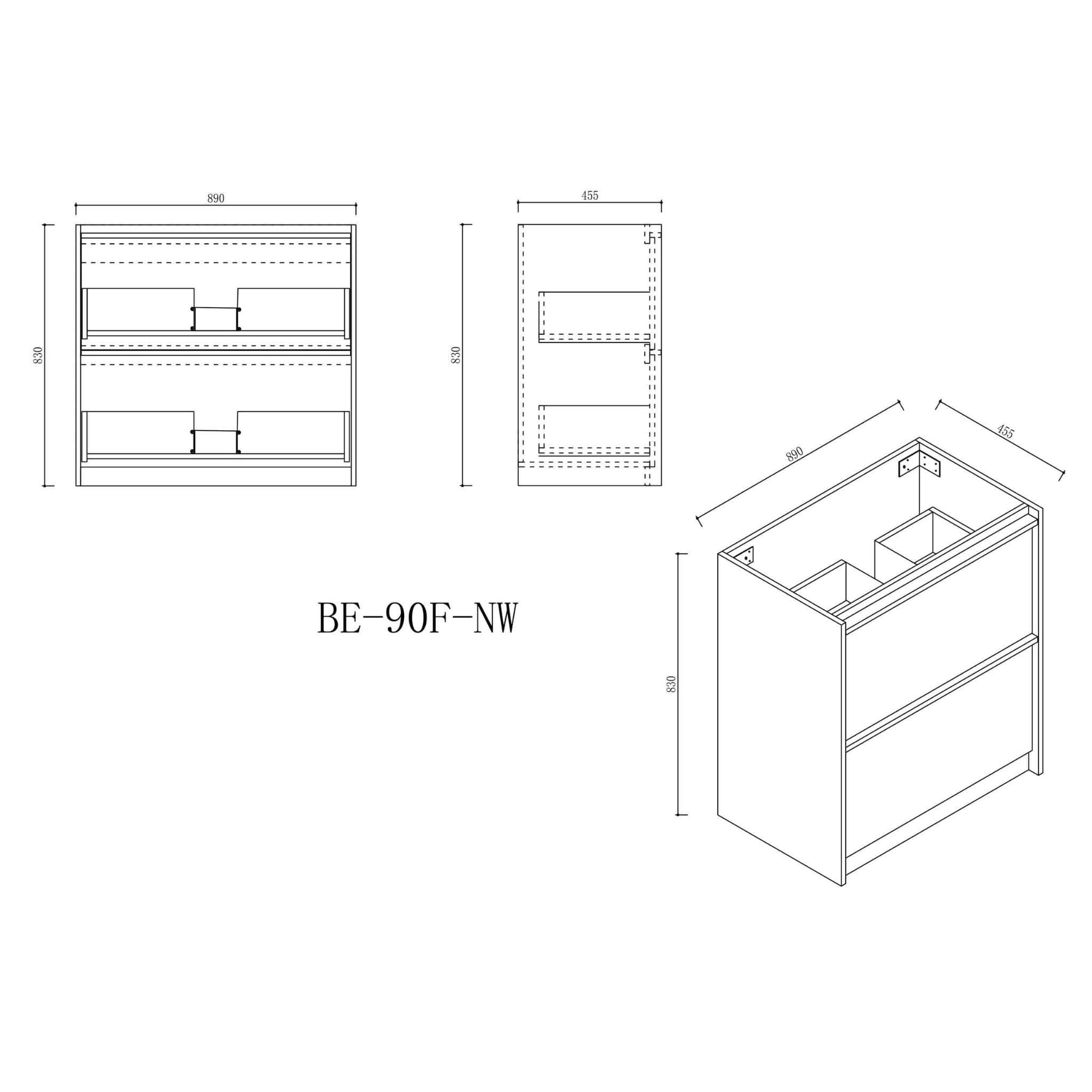 MERCIO BELLA NOTAIO WALNUT 900MM SINGLE BOWL FLOOR STANDING VANITY