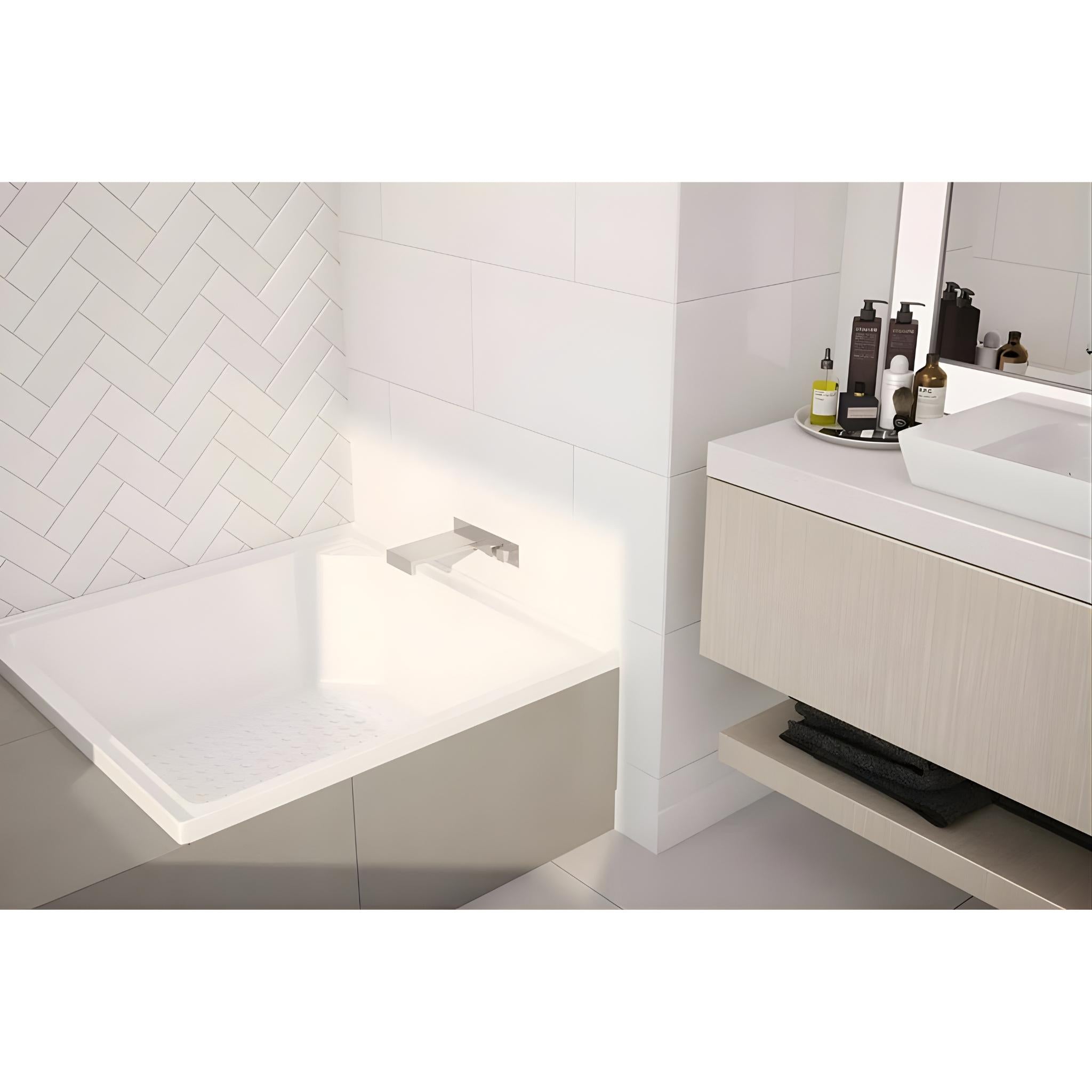 DECINA BELLA INSET SHOWER BATH GLOSS WHITE 910MM
